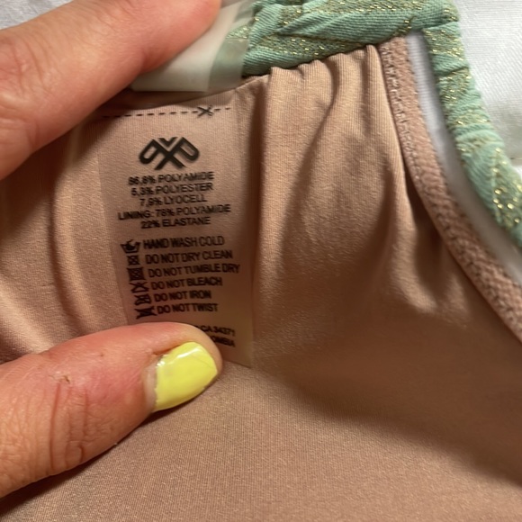 PQ SWIM Bathing suit top halter bandeau mint green and gold EUC - Picture 8 of 8
